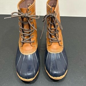 Lands' End Women’s Brown and Navy Rain Boots